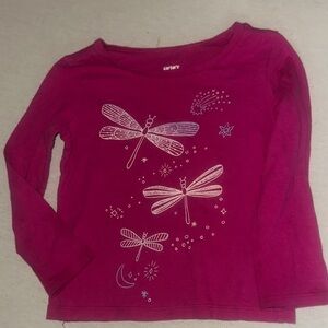 Kids Size 2T Carter's Magenta Long Sleeve Shirt with Dragonfly Print